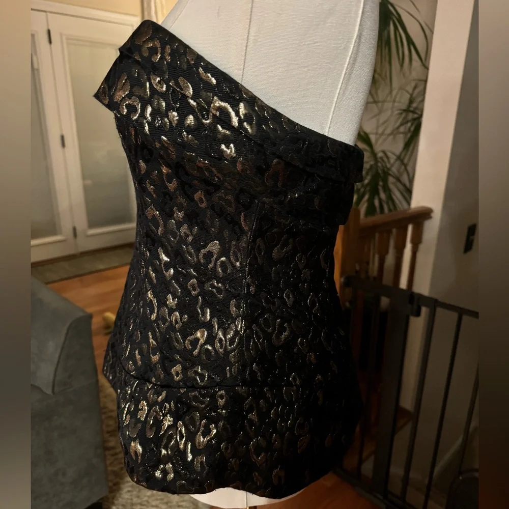 Black & gold metallic bustier top by Moda Intl size 6 - Picture 3 of 6